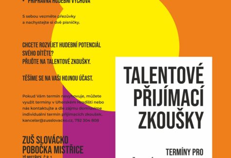 Talentové přijímací zkoušky ZUŠ SLOVÁCKO