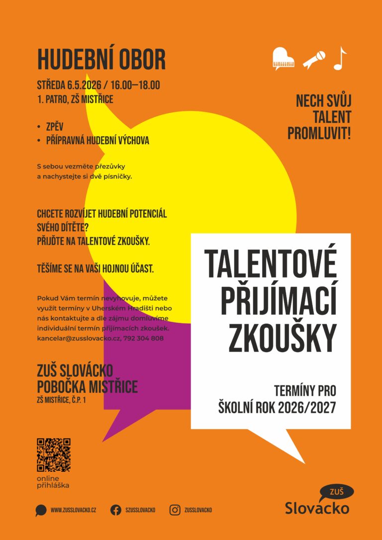 Talentové přijímací zkoušky ZUŠ SLOVÁCKO